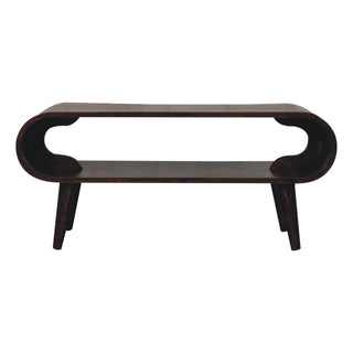 Nero Coffee Table Solid Mango Wood Open Oval Tunnel Frame California Walnut