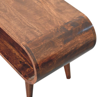 Nero Coffee Table Solid Mango Wood Open Oval Tunnel Frame California Walnut