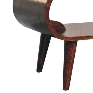 Nero Coffee Table Solid Mango Wood Open Oval Tunnel Frame California Walnut