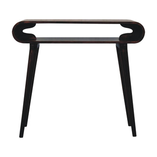 Aura Hallway Console Table California Walnut Open Loop Frame No Drawer