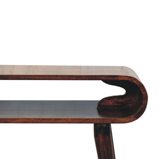 Aura Hallway Console Table California Walnut Open Loop Frame No Drawer
