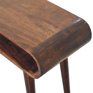 Aura Hallway Console Table California Walnut Open Loop Frame No Drawer