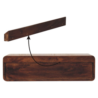 Arch Wall-Mounted Console Table with Drawers California Walnut Open Shelf