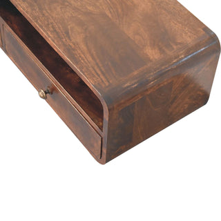 Arch Wall-Mounted Console Table with Drawers California Walnut Open Shelf