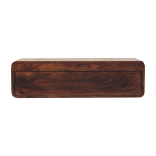 Arch Wall-Mounted Console Table with Drawers California Walnut Open Shelf