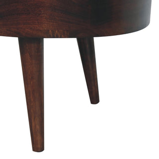 Mara Oval Coffee Table Solid Mango Wood Brass Knob Drawer California Walnut