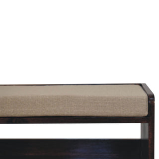 Walden Shoe Bench Solid Mango Wood Mud Linen Seat Pad Open Shelf California Walnut Legs