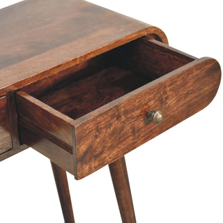 Volta Console Table with Drawers California Walnut Pill-Top Nordic Legs