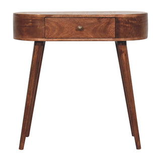 Ovale Small Console Table with Drawer California Walnut Oval Top