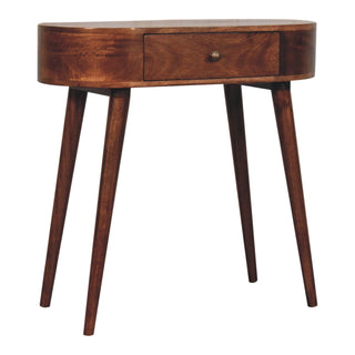 Ovale Small Console Table with Drawer California Walnut Oval Top