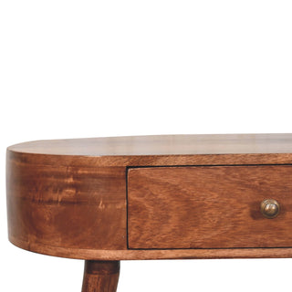Ovale Small Console Table with Drawer California Walnut Oval Top
