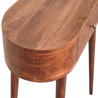 Ovale Small Console Table with Drawer California Walnut Oval Top