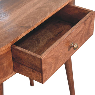 Ovale Small Console Table with Drawer California Walnut Oval Top