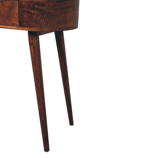 Ovale Small Console Table with Drawer California Walnut Oval Top