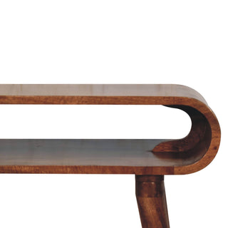 Solara Hallway Console Table Honey Caramel Open Loop Frame Mango Wood