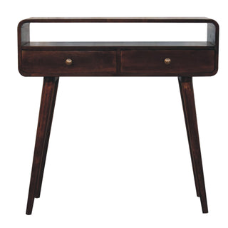 Veldt Console Table with Drawers California Walnut Curved Open Slot