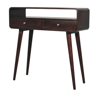 Veldt Console Table with Drawers California Walnut Curved Open Slot
