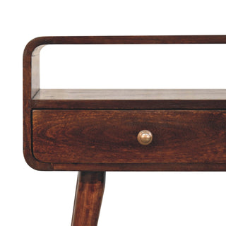 Veldt Console Table with Drawers California Walnut Curved Open Slot