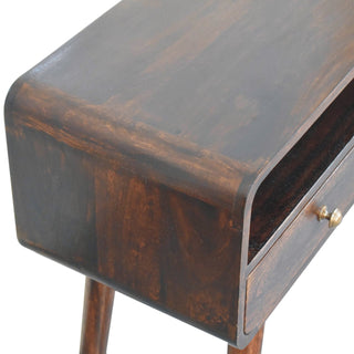 Veldt Console Table with Drawers California Walnut Curved Open Slot