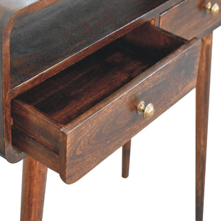 Veldt Console Table with Drawers California Walnut Curved Open Slot