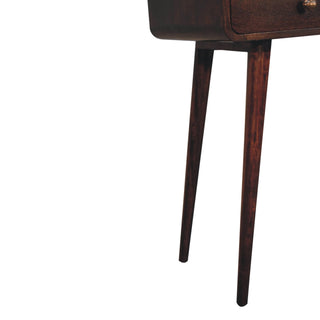 Veldt Console Table with Drawers California Walnut Curved Open Slot