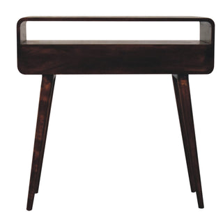 Veldt Console Table with Drawers California Walnut Curved Open Slot