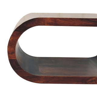 Loop Coffee Table Solid Mango Wood Open Oval Ring Floor Level California Walnut
