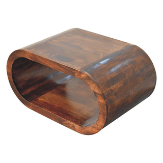 Loop Coffee Table Solid Mango Wood Open Oval Ring Floor Level California Walnut