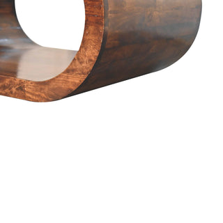 Loop Coffee Table Solid Mango Wood Open Oval Ring Floor Level California Walnut