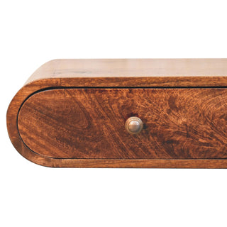 Cleo Wall Mounted Console Table with Drawer Curved California Walnut Mango Wood