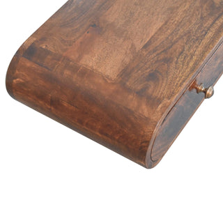 Cleo Wall Mounted Console Table with Drawer Curved California Walnut Mango Wood
