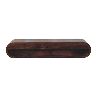 Cleo Wall Mounted Console Table with Drawer Curved California Walnut Mango Wood