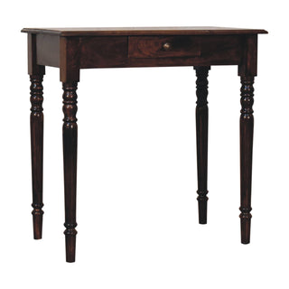 Beaumont Writing Desk Mango Wood California Walnut Carved Fluted Legs