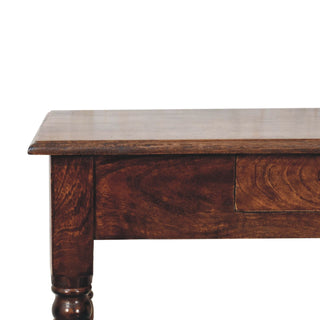 Beaumont Writing Desk Mango Wood California Walnut Carved Fluted Legs