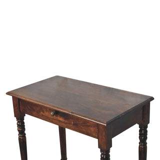 Beaumont Writing Desk Mango Wood California Walnut Carved Fluted Legs