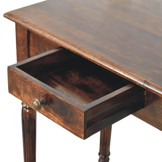 Beaumont Writing Desk Mango Wood California Walnut Carved Fluted Legs