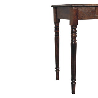 Beaumont Writing Desk Mango Wood California Walnut Carved Fluted Legs