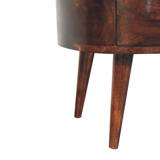 Wave Coffee Table Solid Mango Wood Kidney Shaped Drawer Open Slot Walnut