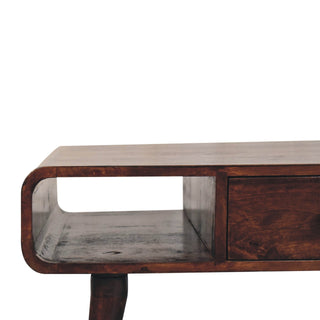 Deco Coffee Table with Drawer Open Loop Ends Mango Wood California Walnut