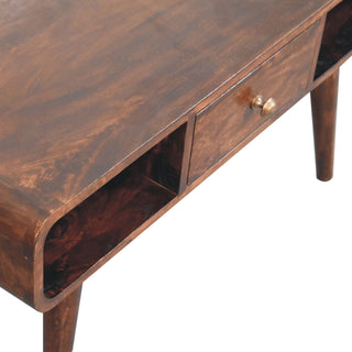 Deco Coffee Table with Drawer Open Loop Ends Mango Wood California Walnut