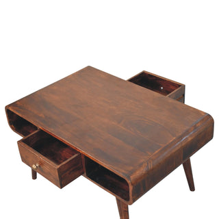 Deco Coffee Table with Drawer Open Loop Ends Mango Wood California Walnut