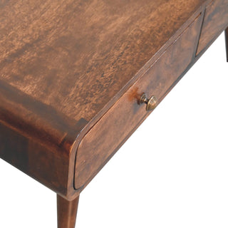 Onyx Coffee Table with Drawers Solid Mango Wood Rounded Edges California Walnut