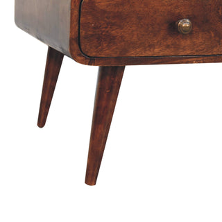 Onyx Coffee Table with Drawers Solid Mango Wood Rounded Edges California Walnut
