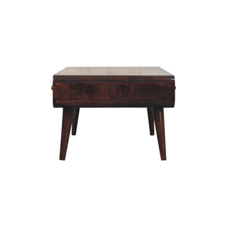 Onyx Coffee Table with Drawers Solid Mango Wood Rounded Edges California Walnut