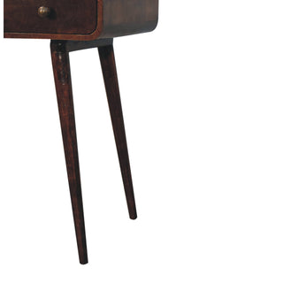 Noir Writing Desk Mango Wood California Walnut Rounded Top With Brass Knob