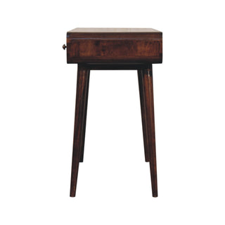 Noir Writing Desk Mango Wood California Walnut Rounded Top With Brass Knob