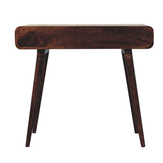 Noir Writing Desk Mango Wood California Walnut Rounded Top With Brass Knob