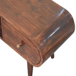 Solène Media Unit Walnut Finish Open Shelf Drawers