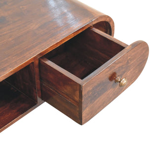Solène Media Unit Walnut Finish Open Shelf Drawers