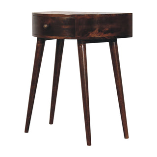 Luna Small Console Table with Drawer California Walnut Demilune Top